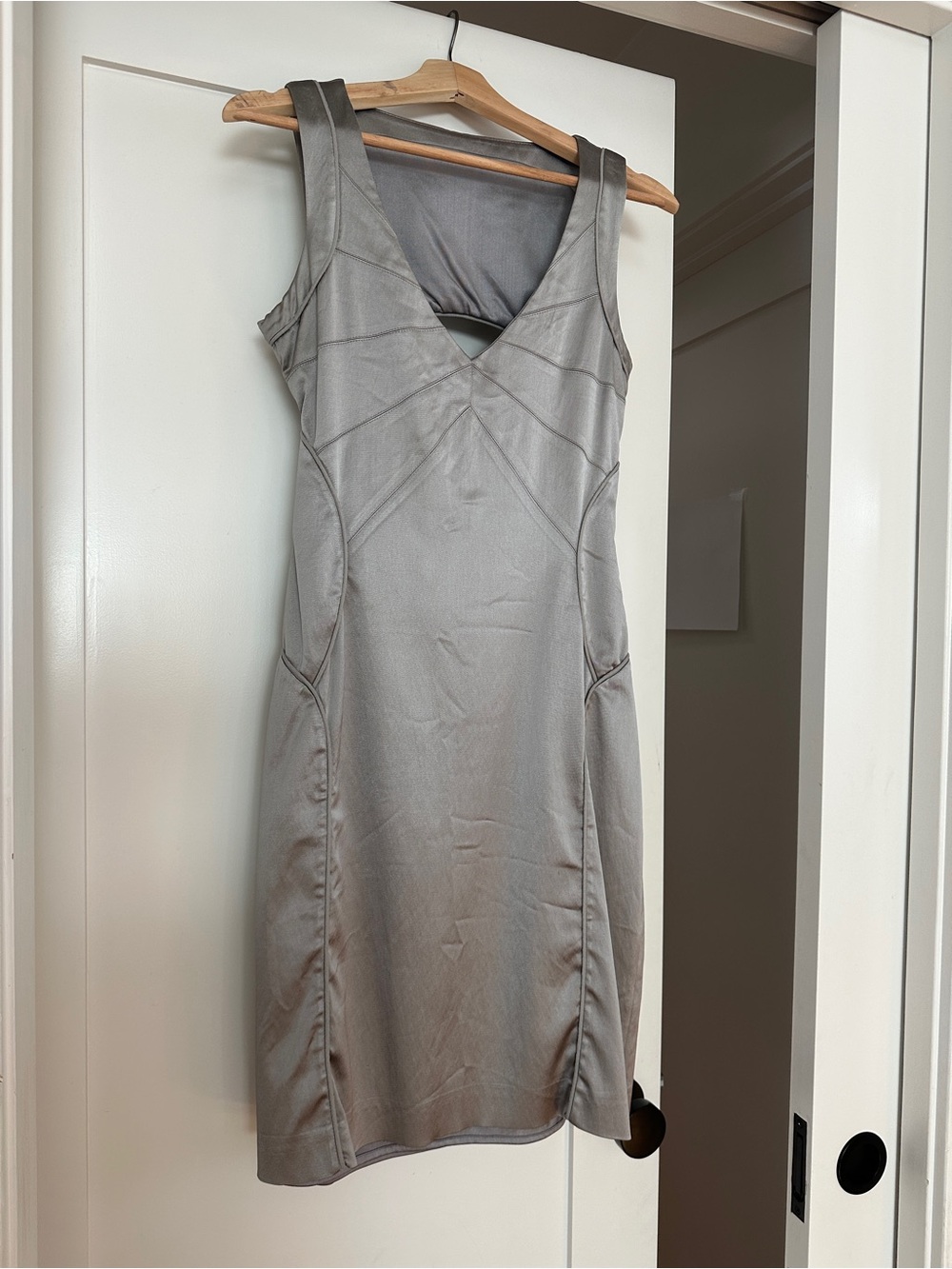 Versace Jeans Couture Vintage Bodycon Metallic Silver-Grey Sleeveless Dress